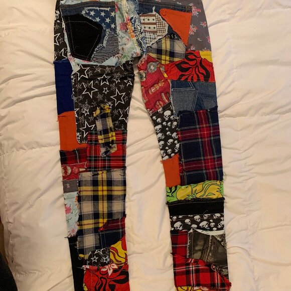 Bie Pa Patch Jeans 1971 Y2k Patchwork Straight leg Pants 27" x 29" - Picture 10 of 11